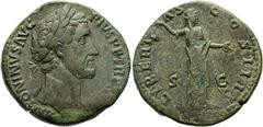 RÖMER RÖMISCHE KAISERZEIT. Antoninus Pius, 138 - 161 n. Chr. AE Sesterz ø 32mm (24,72g). 153 - 154 n. Chr. Mzst. Rom. Vs.: ANTONINVS AVG PIVS P P TR P X[VII], Kopf mit Lorbeerkranz n. r. Rs.: LIBERT-A