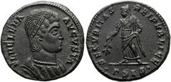RÖMER RÖMISCHE KAISERZEIT. Helena, 306 - 329 n. Chr. AE Follis ø 18mm (2,89g). 326 - 327 n. Chr. Mzst. Siscia. Vs.: FL HELENA AVGVSTA, drapierte Büste mit Diadem n. r. Rs.: SECVRITAS REI PVBLICE / ·ΓS