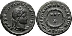 RÖMER RÖMISCHE KAISERZEIT. Constantin II. als Caesar, 317 - 337 n. Chr. AE Follis ø 19mm (2,99g). 320 - 321 n. Chr. Mzst. Siscia. Vs.: CONSTANTINVS IVN NOB C, Kopf mit Lorbeerkranz n. r. Rs.: CAESARVM