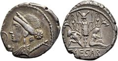 ROMER RÖMISCHE REPUBLIK. RÖMISCHE REPUBLIK NACH 211 V. CHR. C. Iulius Caesar, 46 - 45 v. Chr. Denar ø 17mm (3,84g). Mzst. in Hispania ulterior. Vs.: Drapierte Büste der Venus mit Diadem u. Stern im Ha