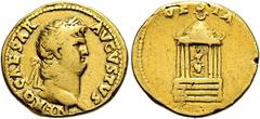 ROMER RÖMISCHE KAISERZEIT. Nero, 54 - 68 n. Chr. Aureus ø 19mm (7,11g). 64 - 66 n. Chr. Mzst. Rom. Vs.: NERO CAESAR AVGVSTVS, Kopf mit Lorbeerkranz n. r. Rs.: VESTA, Statue der thronenden Vesta mit Pa