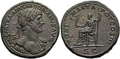 ROMER RÖMISCHE KAISERZEIT. Hadrian, 117 - 138 n. Chr. AE Sesterz ø 35mm (28,00g). 119 - 120 n. Chr. Mzst. Rom. Vs.: IMP CAESAR TRAIANVS HA-DRIANVS AVG, Büste mit Lorbeerkranz u. Gewand auf l. Schulter