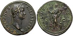 ROMER RÖMISCHE KAISERZEIT. Hadrian, 117 - 138 n. Chr. AE Sesterz ø 34mm (24,45g). 128 - 129 n. Chr. Mzst. Rom. Vs.: HADRIANVS AVGVSTVS P P, Kopf mit Lorbeerkranz n. r. Rs.: HILAR-I-TAS P R / S - C / C
