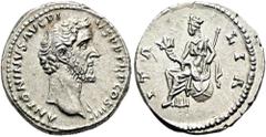 ROMER RÖMISCHE KAISERZEIT. Antoninus Pius, 138 - 161 n. Chr. Denar ø 18mm (3,41g). 140 - 143 n. Chr. Mzst. Rom. Vs.: ANTONINVS AVG PI-VS P P TR P COS IIII, Büste mit Gewand auf l. Schulter n. r. Rs.: 