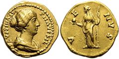 ROMER RÖMISCHE KAISERZEIT. Faustina minor, 147 - 176 n. Chr. Aureus ø 19mm (7,10g). Geprägt unter Antoninus Pius, 136 - 161 n. Chr. Mzst. Rom. Vs.: FAVSTINA AVG PII AVG FIL, drapierte Büste n. r. Rs.: