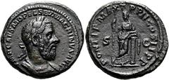 ROMER RÖMISCHE KAISERZEIT. Macrinus, 217 - 218 n. Chr. AE As ø 27mm (10,93g). 218 n. Chr. Mzst. Rom. Vs.: IMP CAES M OPEL SEV MACRINVS AVG, Panzerbüste mit Lorbeerkranz n. r. Rs.: PONTIF MAX TR P II C