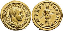 ROMER RÖMISCHE KAISERZEIT. Gordian III., 238 - 244 n. Chr. Aureus ø 21mm (4,94g). 241 - 243 n. Chr. Mzst. Rom. Vs.: IMP GORDIANVS PIVS FEL AVG, drapierte Panzerbüste mit Lorbeerkranz n. r. Rs.: P M TR