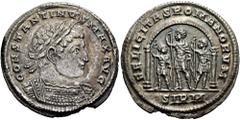 ROMER RÖMISCHE KAISERZEIT. Constantin I., der Große, 307 - 337 n. Chr. Leichter Miliarense ø 25mm (3,61g). 320 - 324 n. Chr. Mzst. Sirmium. Vs.: CONSTANTINVS MAX AVG, Panzerbüste mit Lorbeerkranz n. r