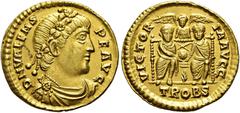 ROMER RÖMISCHE KAISERZEIT. Valens, 364 - 378 n. Chr. Solidus ø 20mm (4,26g). 373 - 375 n. Chr. Mzst. Treveris. Vs.: D N VALENS P F AVG, drapierte Panzerbüste mit Rosettendiadem n. r. Rs.: VICTOR-IA AV