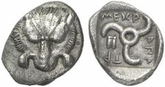 GRIECHEN . LYKIEN Mithrapata 1/6 Stater (1,30g) 390 / 370 v. Chr. Mzst. unbestimmt Vs.: Frontaler Löwenskalp. Rs.: "mithrapata", Triskeles, im Feld Astragal. Vismara ­ ; SNG Cop. 27. Herrliche Tönung,