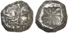 GRIECHEN . LYKIEN UNBESTIMMTER DYNAST. Stater (9,14g). ca. 520 - 500 v. Chr. Mzst. unbestimmt Vs.: Löwenkopf r. Rs.: Stern im Quadratum incusum. Vismara II (Appendix) Typ B; Traité II/1, 998; SNG Aul.
