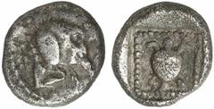 GRIECHEN . LYKIEN 1/6 Stater (1,65g). ca. 500 - 440 v.Chr. Vs.: Eberprotome n. r. Rs.: Schildkröte in vertieftem Quadrat mit Perl­rahmen. Traité 143. SNG Cop. ­ . Dunkle Tönung, ss