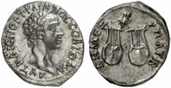 RÖMISCHE PROVINZIALPRÄGUNGEN . LYKIEN KOINON. Trajan, 98 - 117 n.Chr. Drachme (2,86g). 98 - 99 n.Chr. Vs.: AUT KAIS NER TRAIANOS SEB GERM, Büste des Kaisers mit Lorbeerkranz. Rs.: DHM EX - UPAT B, Zwe