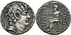 GRIECHEN NÖRDLICHE LEVANTE. SELEUKIDEN Philippos I. Epiphanes Philadelphos, 93 - 83 v. Chr. Tetradrachme ø 26mm (14,57g). 88/7 - 76/5 v. Chr. Mzst. in Kilikien, wohl Tarsos ('Uncertain Mint 128'). Vs.