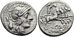 RÖMER RÖMISCHE REPUBLIK. RÖMISCHE REPUBLIK NACH 211 V. CHR. C. Cassius Longinus, 126 v. Chr. Denar ø 19mm (3,61g). Mzst. Rom. Vs.: Kopf der Roma mit geflügeltem Helm n. r., dahinter Stern u. Wahlurne.