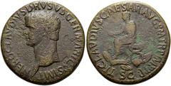 RÖMER RÖMISCHE KAISERZEIT. Drusus maior, 38 - 9 v. Chr. AE Sesterz ø 34mm (28,06g). 41 - 50 n. Chr., geprägt unter Claudius. Mzst. Rom. Vs.: NERO CLAVDIVS DRVSVS GERMANICVS IMP, Kopf des Drusus n. l. 