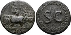 RÖMER RÖMISCHE KAISERZEIT. Divus Vespasianus, ab 79 n. Chr. AE Sesterz ø 33mm (23,57g). Geprägt unter Titus, 80 - 81 n. Chr. Mzst. Rom. Vs.: DIVO / AVG / VESP / S P Q R, Divus Vespasianus mit Victorio