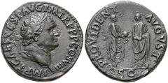 RÖMER RÖMISCHE KAISERZEIT. Titus, 79 - 81 n. Chr. AE Sesterz ø 33mm (20,91g). 80 - 81 n. Chr. Mzst. Rom. Vs.: IMP T CAES VESP AVG P M TR P P P COS VIII, Kopf mit Lorbeerkranz n. r. Rs.: PROVIDENT AVGV