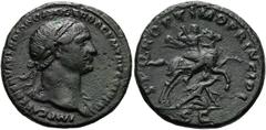 RÖMER RÖMISCHE KAISERZEIT. Trajan, 98 - 117 n. Chr. AE Sesterz ø 28mm (11,12g). 103 - 111 n. Chr. Mzst. Rom. Vs.: IMP CAES NERVAE TRAIANO AVG GER DAC P M TR P COS V P P, Büste mit Lorbeerkranz u. Gewa