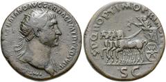 RÖMER RÖMISCHE KAISERZEIT. Trajan, 98 - 117 n. Chr. AE Dupondius ø 27mm (12,65g). 103 - 111 n. Chr. Mzst. Rom. Vs.: [IMP CAES NERV]AE TRAIANO AVG GER DAC P M TR P COS V P P, Kopf mit Strahlenkrone u. 