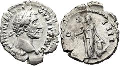 RÖMER RÖMISCHE KAISERZEIT. Antoninus Pius, 138 - 161 n. Chr. Denar ø 20mm (2,95g). 153 - 154 n. Chr. Mzst. Rom. Vs.: ANTONINVS AVG PI-VS P P TR P XVII, Kopf mit Lorbeerkranz n. r. Rs.: [C]OS IIII, Ann