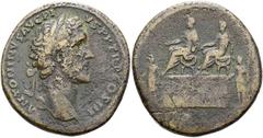 RÖMER RÖMISCHE KAISERZEIT. Antoninus Pius, 138 - 161 n. Chr. AE Sesterz ø 33mm (20,59g). 140 - 144 n. Chr. Mzst. Rom. Vs.: ANTONINVS AVG PI-VS P P TR P COS III, Kopf mit Lorbeerkranz n. r. Rs.: [S C],