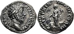 RÖMER RÖMISCHE KAISERZEIT. Marcus Aurelius, 161 - 180 n. Chr. Denar ø 19mm (3,29g). 165 n. Chr. Mzst. Rom. Vs.: M ANTONINVS AVG ARMENIACVS, Kopf mit Lorbeerkranz n. r. Rs.: P M TR P XIX IMP III COS II