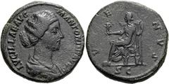 RÖMER RÖMISCHE KAISERZEIT. Lucilla, 163 - 181 n. Chr. AE Sesterz ø 31mm (23,75g). 164 - 169 n. Chr. Mzst. Rom. Vs.: LVCILLAE AVG M ANTONINI AVG F, drapierte Büste n. r. Rs.: V-E-NVS / S C, Venus mit V