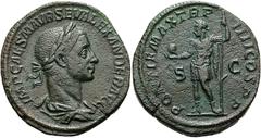 RÖMER RÖMISCHE KAISERZEIT. Severus Alexander, 222 - 235 n. Chr. AE Sesterz ø 32mm (21,53g). 224 n. Chr. Mzst. Rom. Vs.: IMP CAES M AVR SEV ALEXANDER AVG, drapierte Panzerbüste mit Lorbeerkranz n. r. R