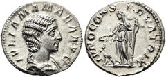 RÖMER RÖMISCHE KAISERZEIT. Iulia Mamaea, 222 - 235 n. Chr. Denar ø 19mm (3,09g). Mzst. Rom. Vs.: IVLIA MAMAEA AVG, drapierte Büste n. r. Rs.: IVNO CONSERVATRIX, Juno mit Patera u. Zepter n. l., zu ihr
