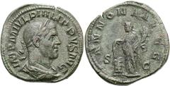 RÖMER RÖMISCHE KAISERZEIT. Philipp I. Arabs, 244 - 249 n. Chr. AE Sesterz ø 30mm (20,15g). Mzst. Rom. Vs.: IMP M IVL PHILIPPVS AVG, drapierte Panzerbüste mit Lorbeerkranz n. r. Rs.: ANNONA AVGG / S - 