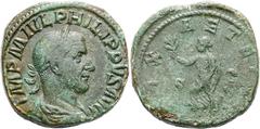 RÖMER RÖMISCHE KAISERZEIT. Philipp I. Arabs, 244 - 249 n. Chr. AE Sesterz ø 30mm (21,84g). Mzst. Rom. Vs.: IMP M IVL PHILIPPVS AVG, drapierte Panzerbüste mit Lorbeerkranz n. r. Rs.: PAX AETERNA / S C,