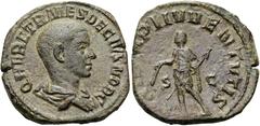 RÖMER RÖMISCHE KAISERZEIT. Herennius Etruscus als Caesar, 250 - 251 n. Chr. AE Sesterz ø 30mm (16,84g). Mzst. Rom. Vs.: Q HER ETR MES DECIVS NOB C, drapierte Büste n. r. Rs.: [PRINCI]PI IVVENTVTIS / S