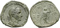 RÖMER RÖMISCHE KAISERZEIT. Trebonianus Gallus, 251 - 253 n. Chr. AE Sesterz ø 32mm (22,55g). Mzst. Rom. Vs.: IMP CAES C VIBIVS TREBONIANVS GALLVS AVG, drapierte Panzerbüste mit Lorbeerkranz n. r. Rs.: