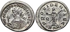 RÖMER RÖMISCHE KAISERZEIT. Probus, 276 - 282 n. Chr. Antoninian ø 24mm (4,00g). 280 n. Chr. Mzst. Ticinum. Vs.: IMP C M AVR PROBVS AVG CONC III, Konsularbüste mit Strahlenkrone u. Adlerzepter n. l. Rs