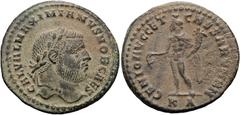 RÖMER RÖMISCHE KAISERZEIT. Galerius als Caesar, 293 - 305 n. Chr. AE Follis ø 28mm (8,96g). 295 - 296 n. Chr. Mzst. Kyzikos. Vs.: GAL VAL MAXIMIANVS NOB CAES, Kopf mit Lorbeerkranz n. r. Rs.: GENIO AV