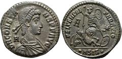 RÖMER RÖMISCHE KAISERZEIT. Constans I., 337 - 350 n. Chr. AE Follis ø 25mm (5,29g). 348 - 350 n. Chr. Mzst. Siscia. Vs.: D N CONSTA-NS P F AVG, drapierte Panzerbüste mit Perlendiadem n. r., l. im Feld