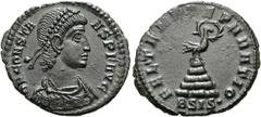 RÖMER RÖMISCHE KAISERZEIT. Constans I., 337 - 350 n. Chr. AE Maiorina ø 20mm (2,24g). 348 - 350 n. Chr. Mzst. Siscia. Vs.: D N CONSTA-NS P F AVG, drapierte Panzerbüste mit Perlendiadem n. r. Rs.: FEL 
