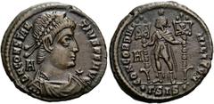 RÖMER RÖMISCHE KAISERZEIT. Constantius II., 337 - 361 n. Chr. AE Centenionalis ø 23mm (5,48g). 350 n. Chr. Mzst. Siscia. Vs.: D N CONSTAN-TIVS P P AVG, drapierte Panzerbüste mit Perlendiadem n. r. zwi