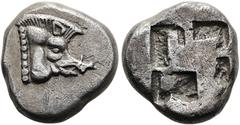 GRIECHEN KYKLADEN. KYTHNOS. Drittelstater ø 15mm (3.88g). 475 - 460 v. Chr. Vs.: Eberkopf n. r. Rs.: Viergeteiltes Quadratum incusum. Kyrou - Artemis, Kythnos Taf. 51, 15; Sheedy 30a; Traité I, 783 (L