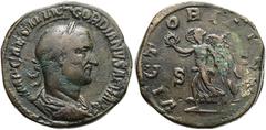 RÖMISCHE KAISERZEIT RÖMISCHE KAISERZEIT. Gordian I., 238 n. Chr. AE Sesterz ø 30mm (21,75g). Mzst. Rom. Vs.: IMP CAES M ANT GORDIANVS AFR AVG, drapierte Büste mit Lorbeerkranz n. r. Rs.: VICTORIA [AVG