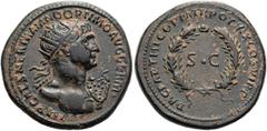 RÖMER RÖMISCHE KAISERZEIT. Trajan, 98 - 117 n. Chr. AE As ø 24mm (8,64g). 20. Februar - 9. Dezember 116 n. Chr. Mzst. Rom. Vs.: IMP CAES NER TRAIANO OPTIMO AVG GERM, Kopf mit Strahlenkrone u. Aegis n.