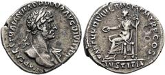 RÖMER RÖMISCHE KAISERZEIT. Hadrian, 117 - 138 n. Chr. Denar ø 20mm (3,18g). 117 n. Chr. Mzst. Rom. Vs.: IMP CAES TRAIAN HADRIANO AVG DIVI TRA, Büste mit Lorbeerkranz u. Gewand auf l. Schulter n. r. Rs