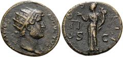 RÖMER RÖMISCHE KAISERZEIT. Hadrian, 117 - 138 n. Chr. AE Dupondius ø 27mm (10,07g). 124 - 127 n. Chr. Mzst. Rom. Vs.: HADRIANVS AVGVSTVS, Kopf mit Strahlenkrone n. r. Rs.: COS III / S - C, Aequitas-Mo