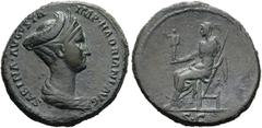 RÖMER RÖMISCHE KAISERZEIT. Sabina, 119(?) - 136/7 n. Chr. AE Dupondius ø 28mm (14,73g). 127 - 128 n. Chr. Mzst. Rom. Vs.: SABINA AVGVSTA IMP HADRIANI AVG P P, drapierte Büste mit Stephane n. r. Rs.: S
