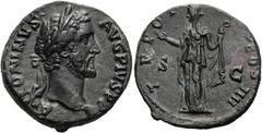 RÖMER RÖMISCHE KAISERZEIT. Antoninus Pius, 138 - 161 n. Chr. AE As ø 26mm (9,25g). 147 n. Chr. Mzst. Rom. Vs.: ANTONINVS AVG PIVS PP, Kopf mit Lorbeerkranz n. r. Rs.: TR POT COS IIII, Pudicitia n. l.,