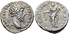 RÖMER RÖMISCHE KAISERZEIT. Lucius Verus, 161 - 169 n. Chr. Denar ø 18mm (3,20g). 168 n. Chr. Mzst. Rom. Vs.: L VERVS AVG ARM PARTH MAX, Kopf mit Lorbeerkranz n. r. Rs.: TR P VIII IMP IIII COS III, Aeq