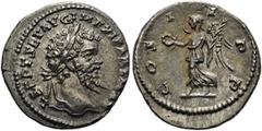 RÖMER RÖMISCHE KAISERZEIT. Septimius Severus, 193 - 211 n. Chr. Denar ø 20mm (3,29g). 198 - 202 n. Chr. Mzst. Laodicea ad mare. Vs.: L SEPT SEV AVG IMP XI PART MAX, Kopf mit Lorbeerkranz n. r. Rs.: CO