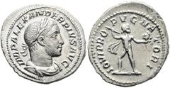 RÖMER RÖMISCHE KAISERZEIT. Severus Alexander, 222 - 235 n. Chr. Denar ø 21mm (3,03g). 231 - 235 n. Mzst. Rom. Vs.: IMP ALEXANDER PIVS AVG, drapierte Panzerbüste mit Lorbeerkranz n. r. Rs.: IOVI PRO-PV