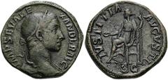 RÖMER RÖMISCHE KAISERZEIT. Severus Alexander, 222 - 235 n. Chr. AE Sesterz ø 30mm (20,44g). 230 n. Chr. Mzst. Rom. Vs.: IMP SEV ALE-XANDER AVG, Büste mit Lorbeerkranz u. Gewand auf l. Schulter n. r. R